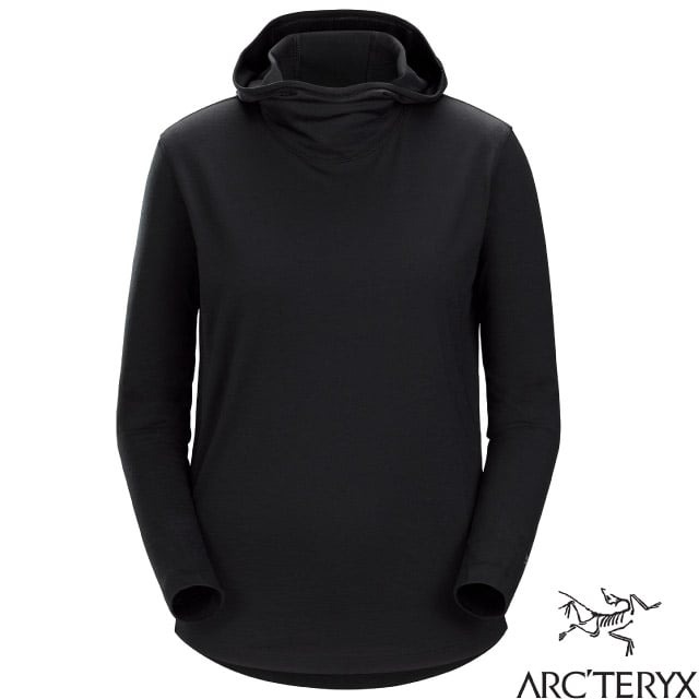 【加拿大 ARCTERYX 始祖鳥】女 Lana 彈性長袖連帽防曬快乾排汗衣/X000006291-30428 黑✿30E010